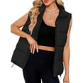 thumbnail image 2 of Puffer Vest for Female'S Outerwear Vests Puffy Oversized Quilted Vest Tops Jackets Coat with Pockets Black M, 2 of 8