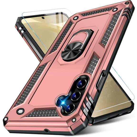 REQO Heavy Duty Case for Samsung Galaxy S25 Phone Case with Screen Protector, Military Grade Shockproof Rugged Protective Cover for Samsung S25, with Metal Ring Magnetic Kickstand