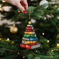 thumbnail image 5 of Leodye 1 Pcs Christmas Tree Ornament Book Lovers Gifts Christmas Decoration Wooden Crafts 3D Design Hanging Decor for Xmas Decoration, 5 of 8