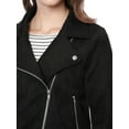 thumbnail image 6 of INSPIRE CHIC Women's Motorcycle Jacket Faux Suede Solid Color Asymmetric Zipper Jacket 2XL Black, 6 of 7