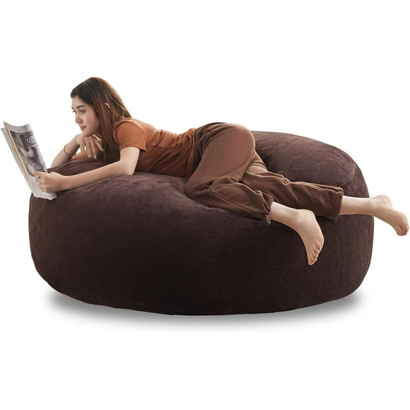 5FT Large Bean Bag Chairs Bean Bag Chair with Filler Memory Foam Bean Bag Chair Super Comfy Plush Bean Bag, Adult Living Room, Giant Bean Bag, Suitable for Bedroom, Casual Reading Chair(Brown)