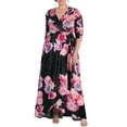 thumbnail image 1 of Kiyonna Women's Plus Size Cara Velvet Wrap Dress, High-Low Maxi Dress for Wedding Guest and Special Occasions, Size 1X (14-16), 1 of 1