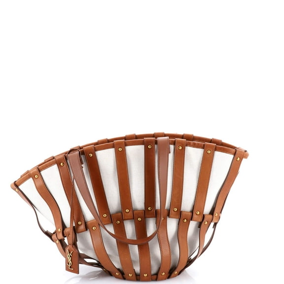 Pre-Owned Beatrix Panier Cut Out Tote Canvas with Leather By Rebag