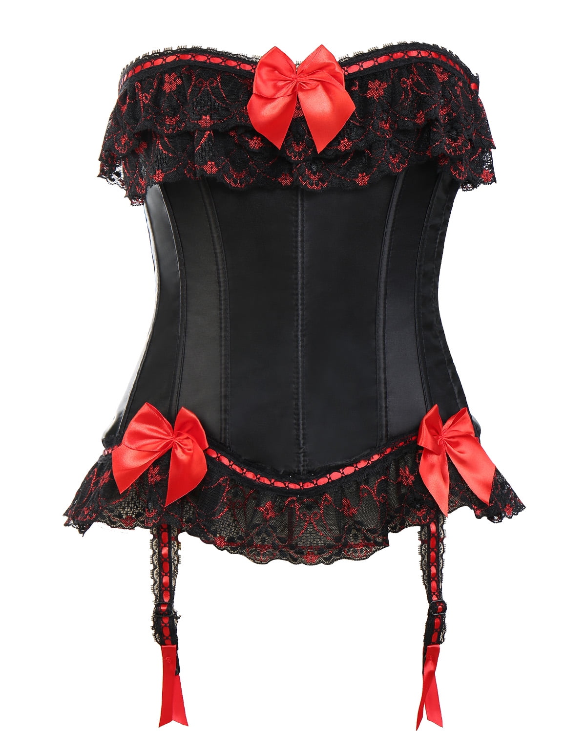 MISS MOLY MISS MOLY Womens Sexy Lace Brocade Corset Bustier with Red