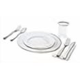 thumbnail image 3 of " OCCASIONS " 320 pcs/40 Guest-Full Tableware Set-Wedding Disposable Plastic Plates Silverware, Silver Rimmed Tumblers and White Paper Napkins (Combo B, White & Silver Rim), 3 of 4