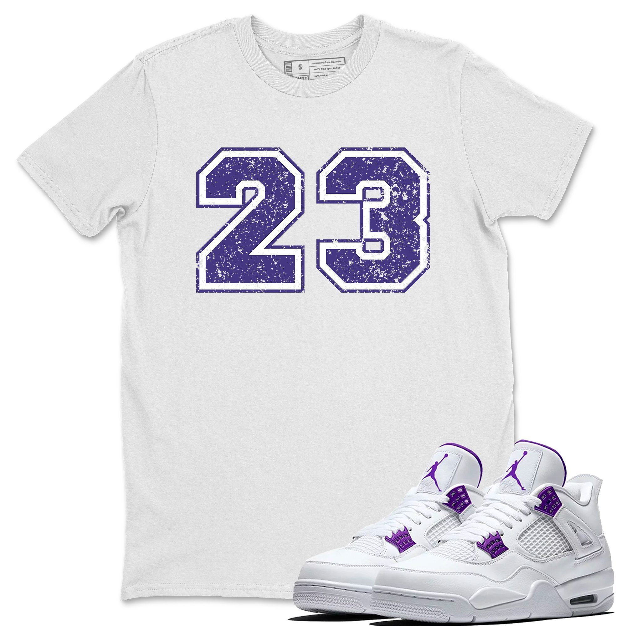 white and purple jordan 4 shirt