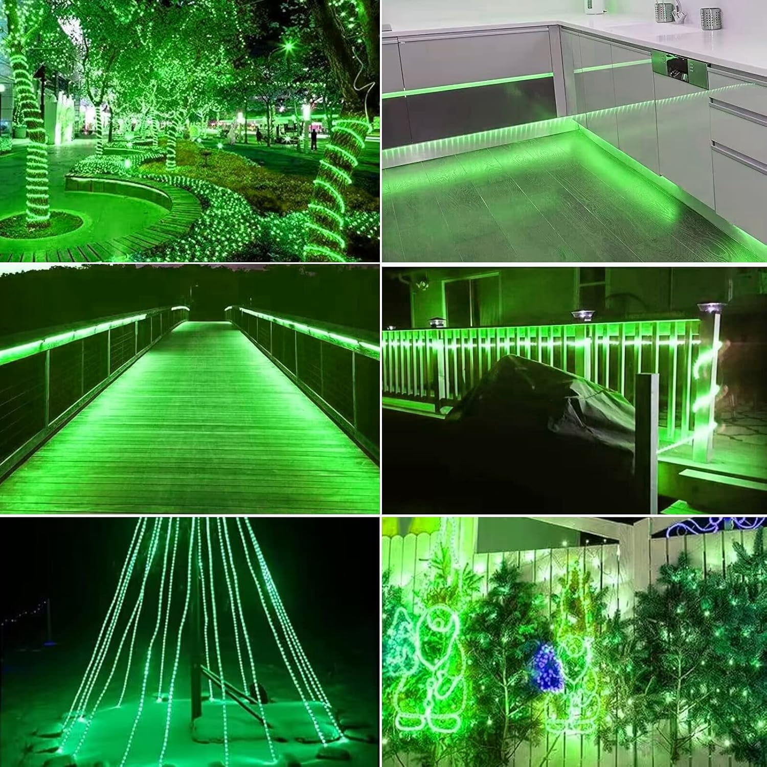 216 LED 18FT Strip Light, 110V Waterproof Flexible Indoor and Outdoor Decorative Lighting for Home/Garden/Building Decor(Green)