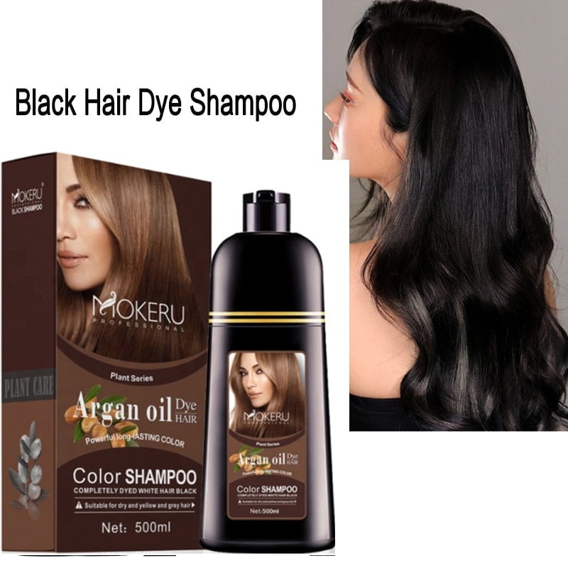 Permanent Black Hair Shampoo/Dye for Women & Men, Natural Organic