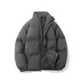 thumbnail image 5 of Women's Quilted Padded Jacket with Stand Up Collar,Winter Warm Lined Thickened Coat with Zip Closure,Unisex Thermal Insulated Long Sleeve Outdoor Casual Down Coat for Cold Weather Dark Gray, 5 of 5