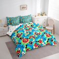 thumbnail image 2 of Homewish Dog Paw Prints 7pcs Queen Bedding,Retro Hippie Pet Bedding Comforter Set Queen,Green Blue,Polkadot Reversible, 2 of 8