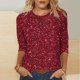 thumbnail image 1 of Tejiojio Women's Sequin Top Round Neck 3/4 Sleeves Sparkly Casual Party Blouse S-2XL, 1 of 5