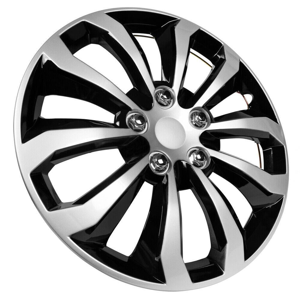 16" Set of 4 Silver Black Wheel Covers Snap On Hub Caps fit R16 Tire & Steel Rim