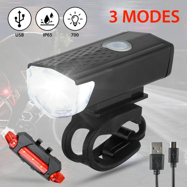 USB Rechargeable Bike Lights, TSV Waterproof Bike Headlight & Taillight Set, 360° Adjustable