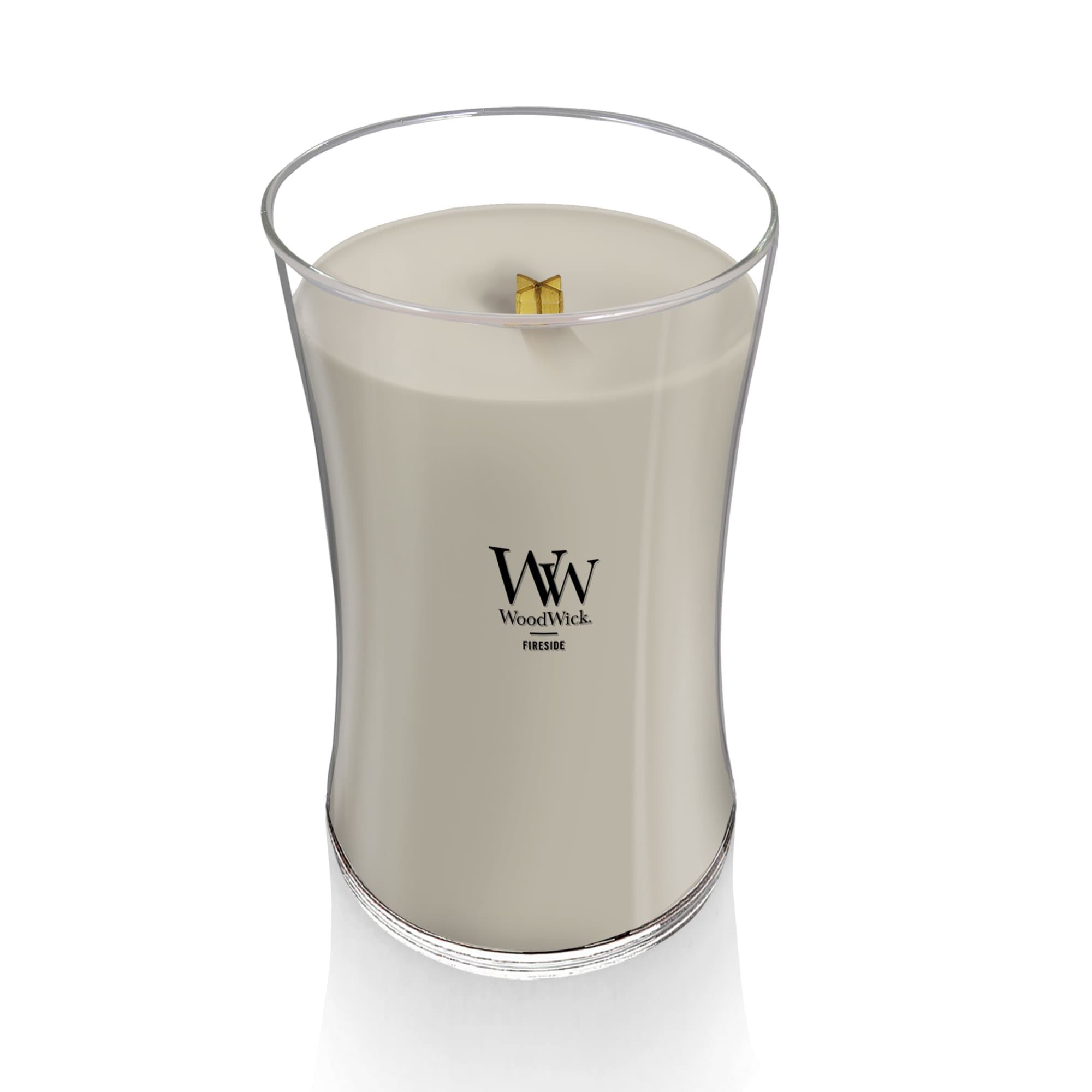 WoodWick Large Hourglass Scented Candle, Crackles as it Burns, Fireside, 21.5 oz