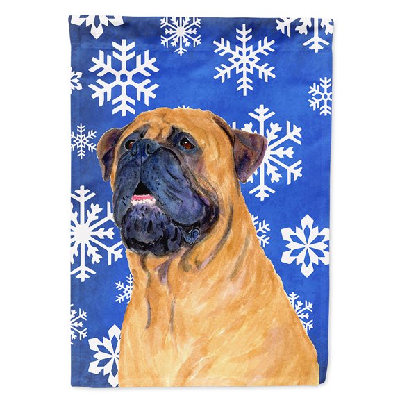 Mastiff Winter Snowflakes Holiday Flag Canvas House Size