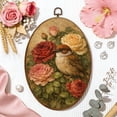thumbnail image 6 of Oval Framed Wall Art Bird Sparrow Perched Among Vibrant Roses Vintage Style Canvas Wall Art Oval Vintage Wall Decor Prints Hanging Decor for Home Bedroom Living Room Office 8"x11.4", 6 of 7