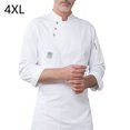 thumbnail image 2 of Botones de la chef de la chef de la manga larga del invierno del invierno con los bolsillos delanteros camisas para hombres Trajes profesionales para el restaurante White 4XL seitruly LF000332-06, 2 of 7