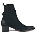 thumbnail image 4 of OSSTONE Dress Boots Chelsea Designer Boots for Men Zipper-up Leather Casual Heel Shoes JY005-Black-Suede-7 Suede Black, 4 of 6