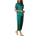 thumbnail image 4 of Unique Bargains Women's Loungewear Tops and Capri Pants Satin Pajama Sleepwear Sets, 4 of 5