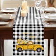 thumbnail image 3 of Yellow Truck Table Runner, Farmhouse Bee Daisy Black White Buffalo Plaid Washable Cotton Linen Table Runners 60 Inches Long, Dresser Scarf Runner for Coffee/TV Stands/Kitchen/Cabinets 13''x60'', 3 of 9
