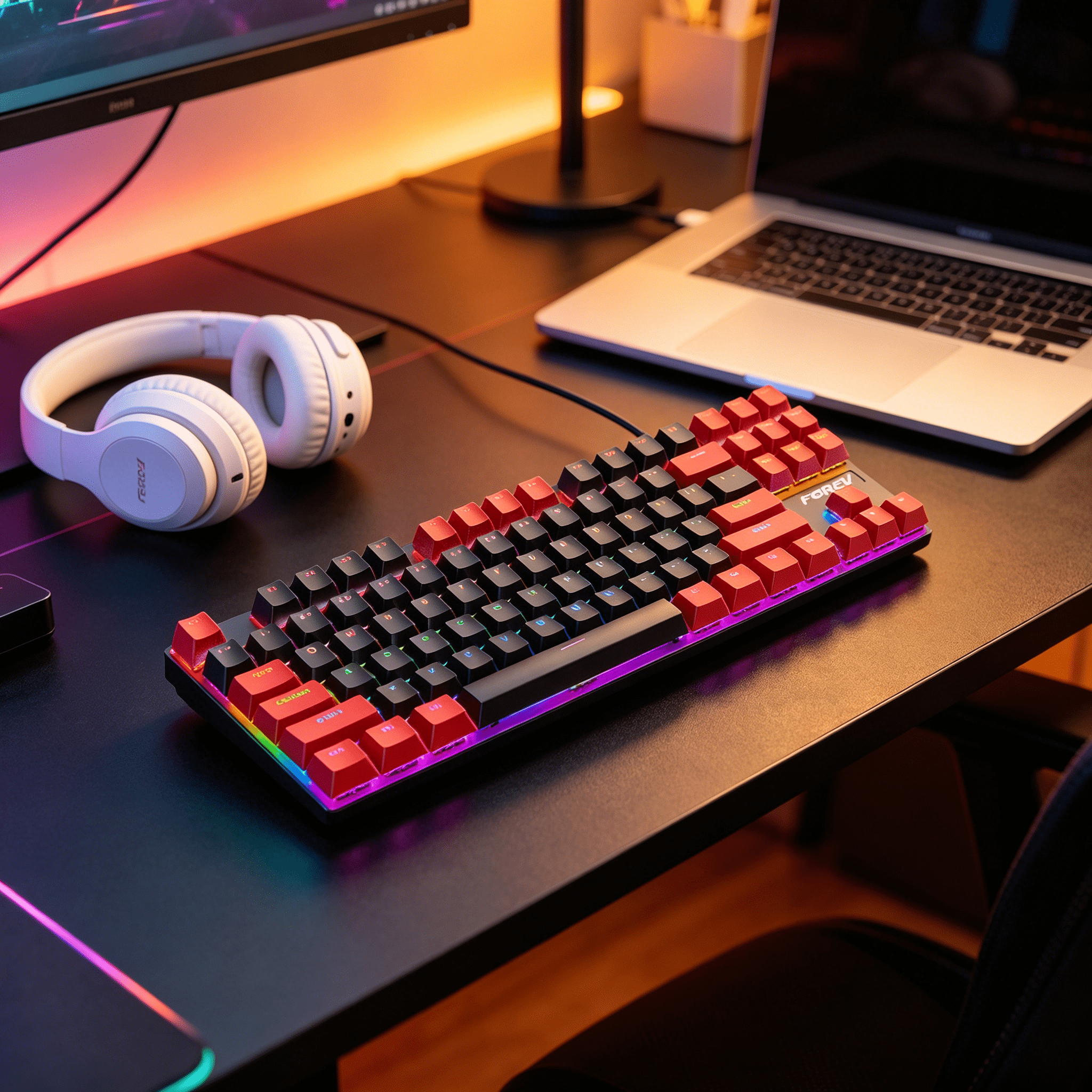 GJX 2026 New Wired Keyboard with Rgb Backlight,Red for Gaming,Home Office,Desk Setup,Typing,Computer Use,Personalized Lighting,Productivity
