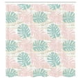 thumbnail image 3 of Ambesonne Blush Pink Shower Curtain, Bicolour Monstera Leaves, 69"Wx84"L, White and Multicolor, 3 of 5