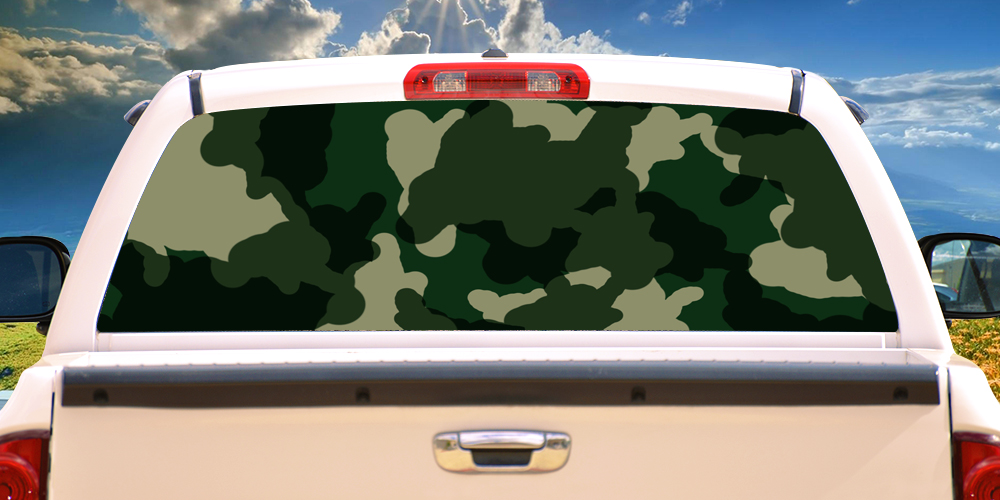 GREEN CAMO Rear Window Graphic back truck decal suv view thru vinyl