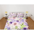 thumbnail image 2 of Rosas púrpuras y rosas Juego de Funda Nórdica Colorido Colcha, Floral Dormitorio Ropa de cama, 2 of 4