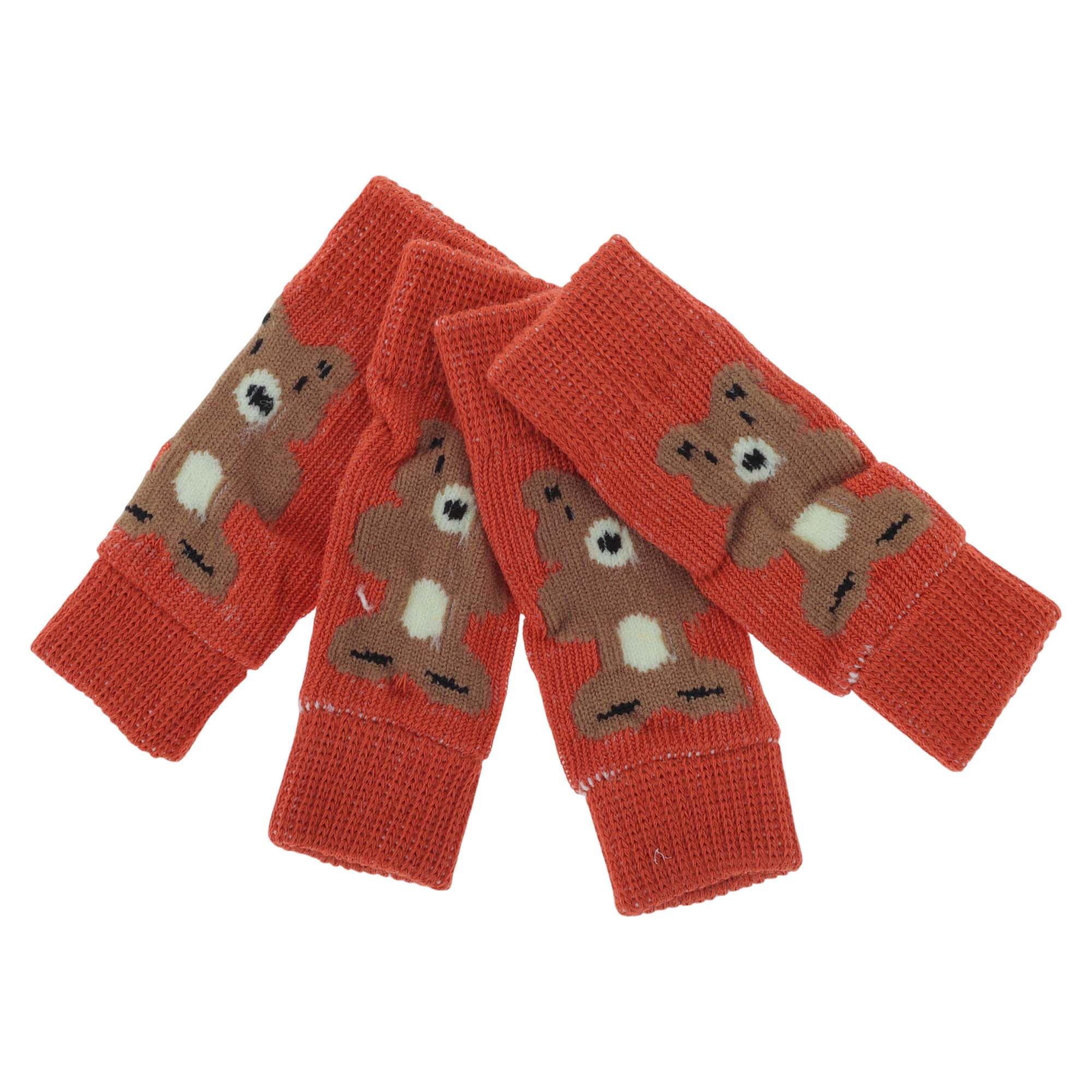 Unique Bargains Pack of 4 Dog Soft Knitted Socks Joint Protection Red M