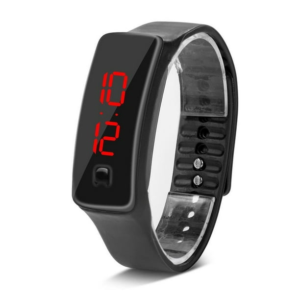Inteprter Reloj digital para deportes Pantalla de fijación estable duradera y resistente a los arañazos Reloj electrónico Colorfast Electrónica negro