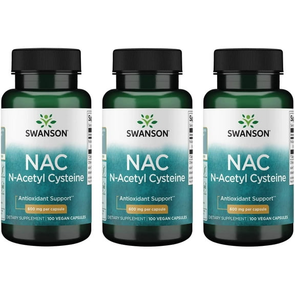 Swanson NAC - N-Acetyl Cysteine - Supplement 600 mg 100 Capsules (3 Pack)