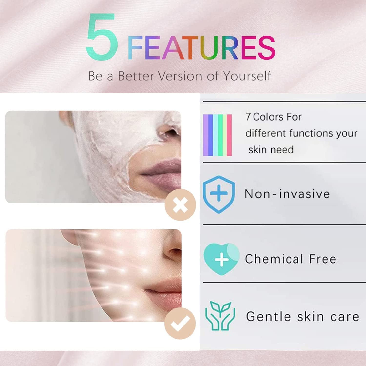 SUWU Plug-In LED Seven-Color Face Care Face Mask 7-Color LED Face And Neck Care Mask