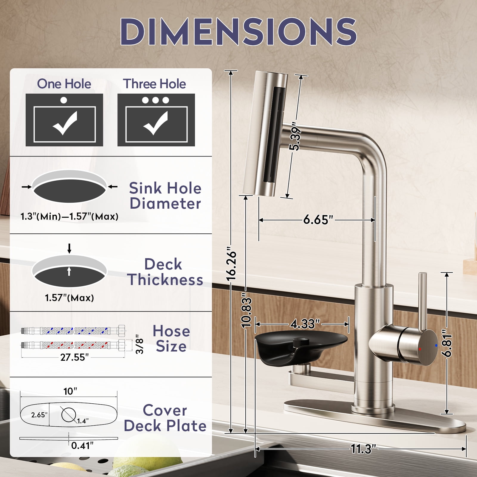KAIYING Pull Down Kitchen Faucet with Integrated Glass Rinser and Waterfall Mode, Brushed Nickel