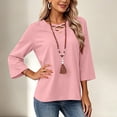 thumbnail image 7 of Maplenight Going Out Tops for Women V Neck Criss Cross Front 3/4 Sleeve Shirts Casual Vacation Womens Fall Tops, 7 of 7