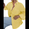 thumbnail image 1 of Camisas de Mujer con Botones, Blusas de Rayas de Larga, Blusas Casuales de Moda 2025 Amarillo XL, 1 of 7