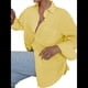 thumbnail image 1 of Camisas de Mujer con Botones, Blusas de Rayas de Larga, Blusas Casuales de Moda 2025 Amarillo M, 1 of 7