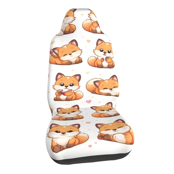 Kawaii Cute Fox Car Seat Covers Stretch Car Seat Protectors Universal Fit