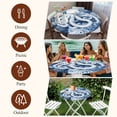 thumbnail image 6 of White Blue Octopus Coastal Round Tablecloth 36-44 Inch Round Fitted Table Cloth with Elastic Edge, Summer Beach Shell Coral Waterproof Table Cover Protector for Outdoor Picnic Party Dining, 6 of 6