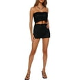 thumbnail image 2 of hirigin Women Casual Suit, Solid Color Sleeveless Backless Strapless Tops+Hollow-Out Ruffled Short Skirt, 2 of 6