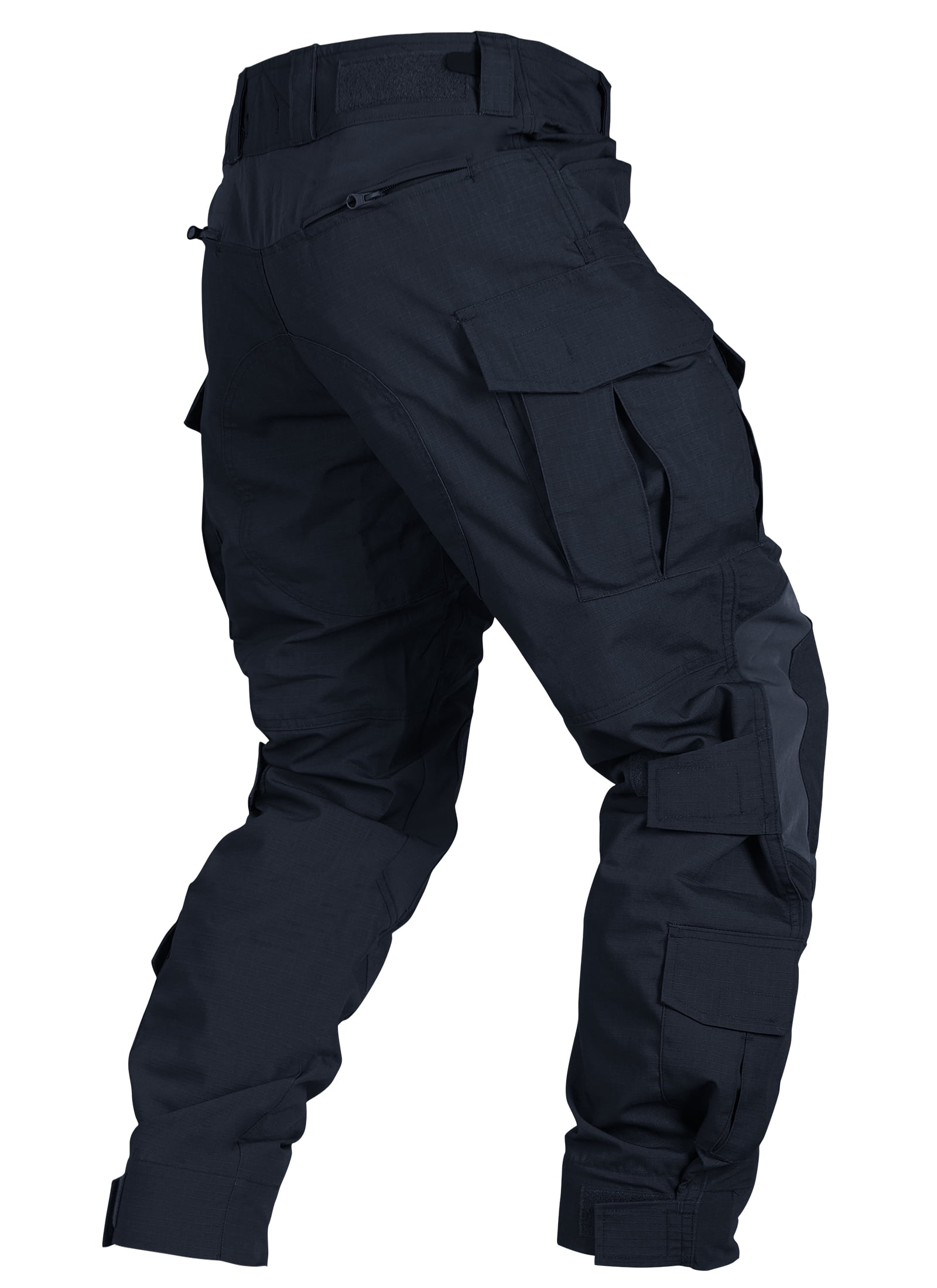 TRGPSG Men's Outdoors Work Pants with Knee Pads,Hunting Pants Waterproof Hiking Work Pants 10 Pockets (No Belt),Navy Blue Size 32