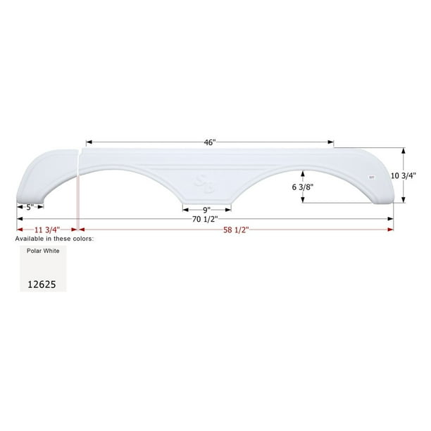 Icon Technologies Fs2625 70 1 2 L X 10 3 4 H 6 3 8 Arch Heigh Polar White Tandem Fender Skirt With Molded Slide Out Split Part For Sunnybrook Model Walmart Com Walmart Com