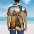 thumbnail image 6 of Daiia Relaxing Cat With Orange Juice Hawaiian Shirt for Men Gentle Cotton Regular Short Sleeve Casual-3X-Large, 6 of 9