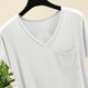 thumbnail image 5 of Fiudx Ofertas Flash Del Día Solo En Línea Camiseta de Manga Corta con Cuello En V y Bolsillo En El Pecho para Mujer, Top/Camisa de Manga Corta con Cuello En V, 5 of 7