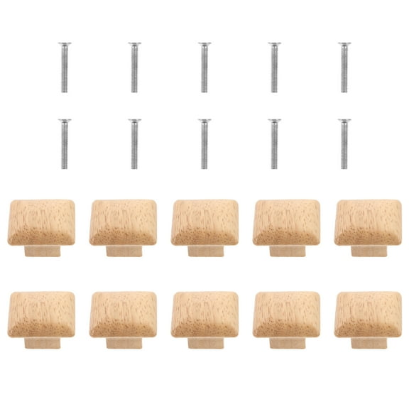 HINTRMENT 10Pcs Square Door Knobs for Furniture Upgrade 3.5X3.5X2In Flat Top Unfinished Wooden Knobs