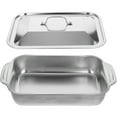thumbnail image 3 of 1 Set Stainless Steel Fish Grilling Dish Portable Roasting Pan Rectangular Tray with Lid, 3 of 8