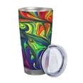thumbnail image 2 of Balery Pride Rainbow Pattern 20oz Insulated Car Cup with Dual Drink Lids, Stainless Steel Travel Mug Eco-Friendly and Leak-Proof-Straw Three-piece Set, 2 of 8
