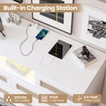 thumbnail image 3 of TROPOW Natural Rattan Dresser for Bedroom with LED Light and Charging Station, 6 Drawer Double Dressers, Modern Wooden Dresser Chest, Beside Table for Closet, Nursery, Living Room,White, 3 of 7