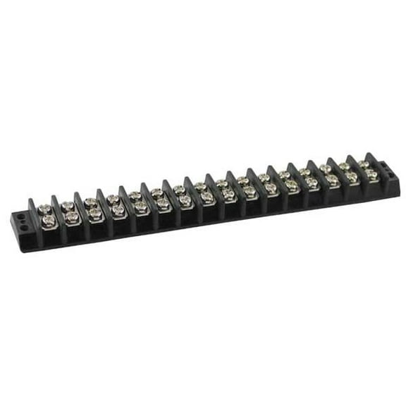 Terminal Strip, 16 Pole, 2 Row, 15 A, 300 V AC, 14 AWG, Screw Termination