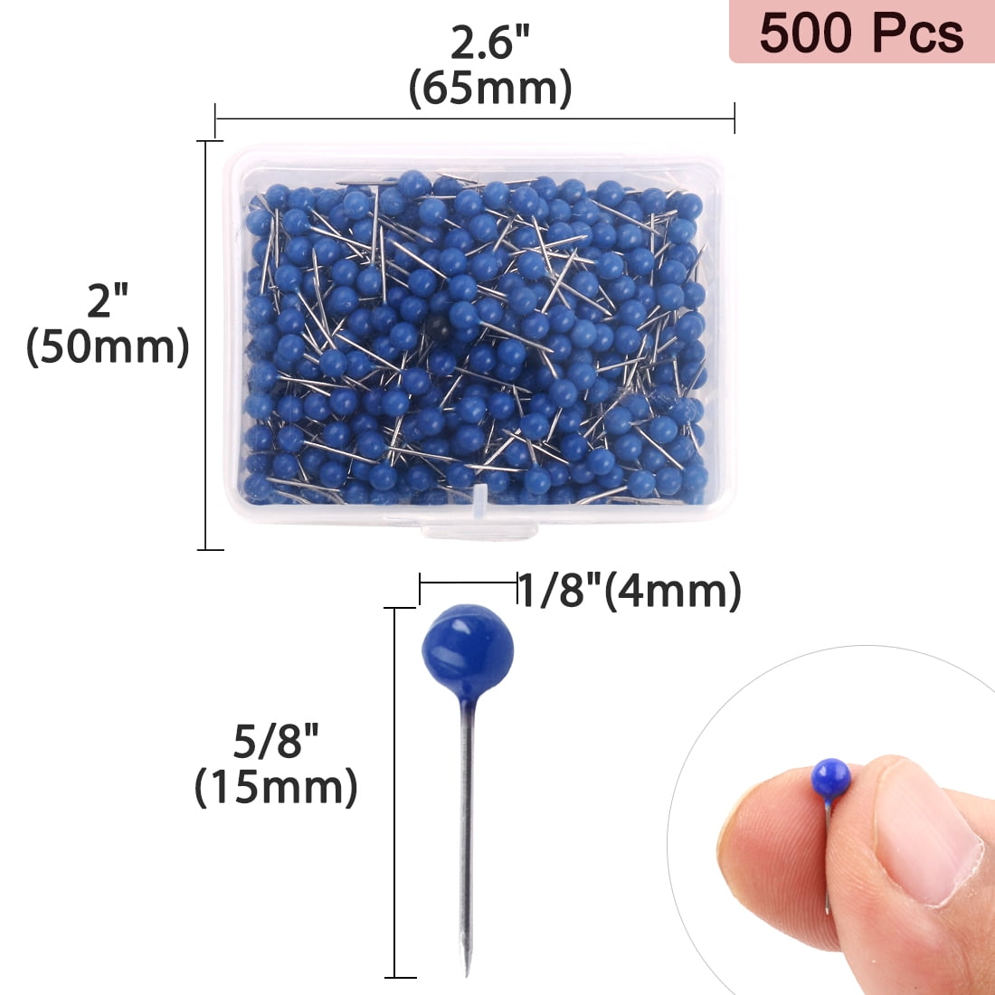 Unique Bargains 500 Pcs 1/8" Push Pins Thumb Tacks Home Office School Use Blue