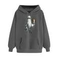 thumbnail image 3 of Ghost Print Hoodies for Womens Thermal Polar Soft Fleece Sweatshirt Long Sleeve Blouses Fall Winter Outfits Clothes with Pockets, 3 of 4